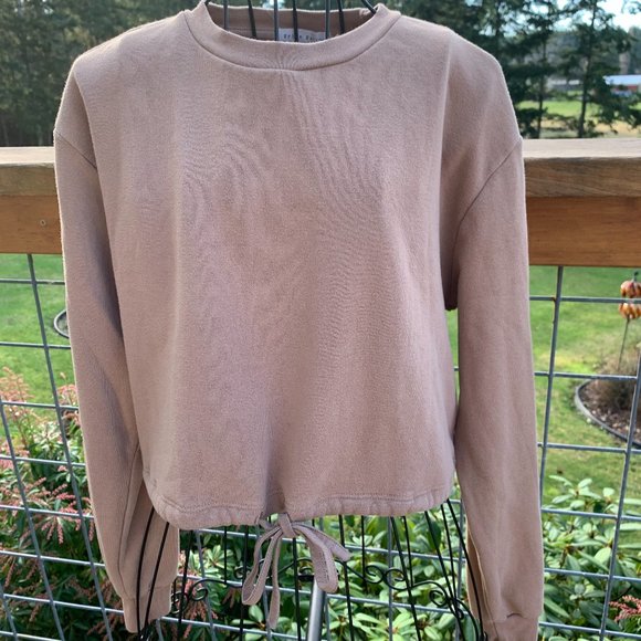 Urban Nation Tops - Urban Nation Tan Cropped Sweatshirt